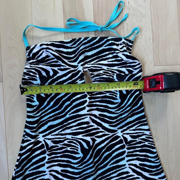 Y2K White & Blue Zebra Print Mini Dress - La Vie en Rose (Size Small) - Picture 4 of 8